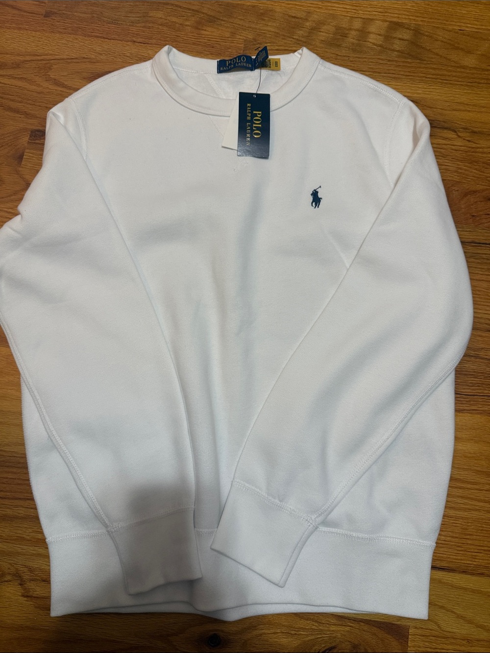 Ralph Lauren White Crewneck Sweatshirt with Navy Pony
